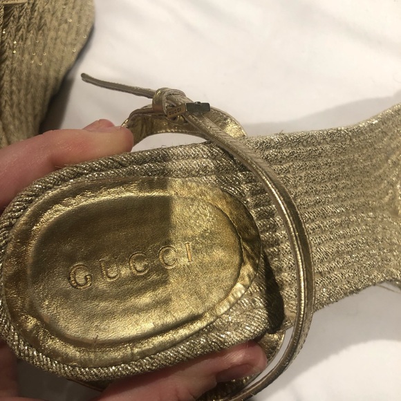 Gucci gold sparkle platform sandals - Picture 8 of 8